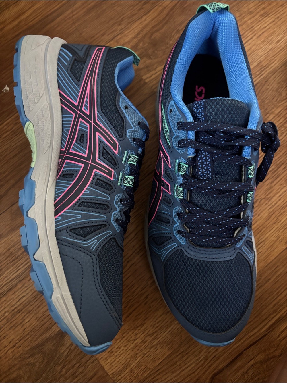 ASICS Navy and Pink Women's Running Sneakers